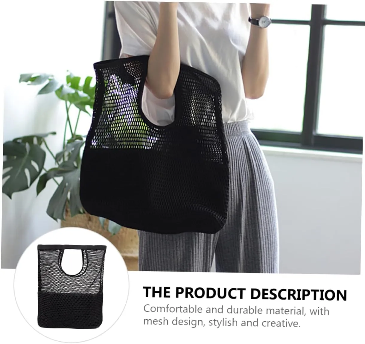 Capacity Mesh Beach Tote Bag Storage Bag for Shopping Travel Easy to Clean Stylish Design for Various