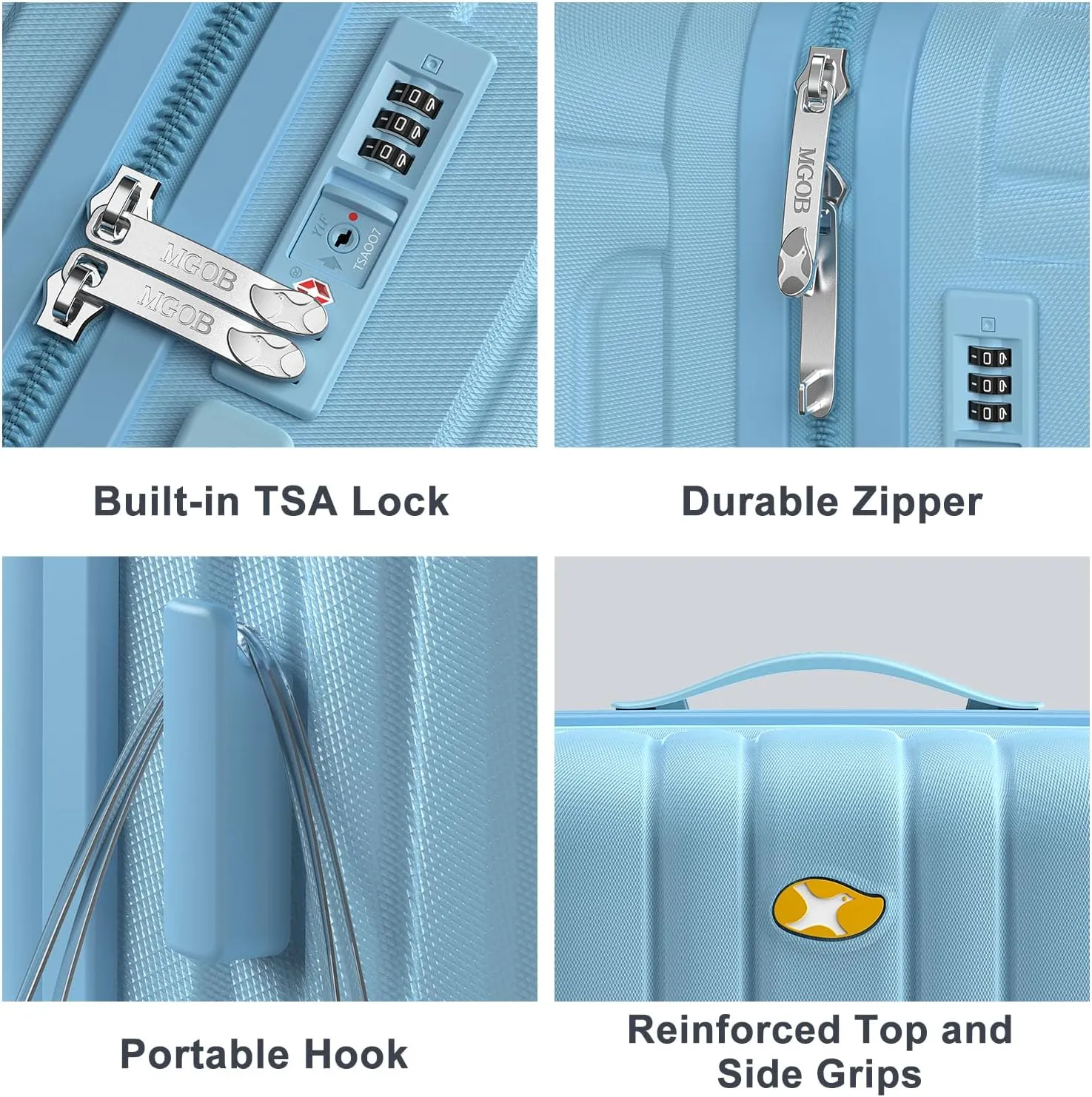 Carry On Luggage 22x14x9 Airline Approved, Hard Suitcases with Spinner Wheels, Polycarbonate Lightweight Luggage, Durable & Stylish, Built-in TSA Lock, Blue