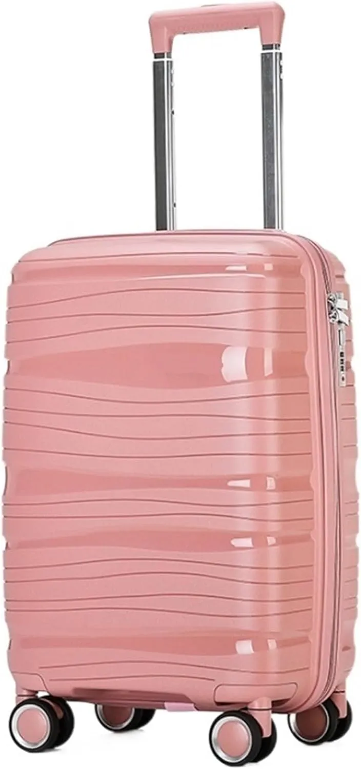 Carry-On Travel Suitcase With Spinner Wheels,Lightweight Ergonomic Handles, Traveling Suitcases Luggage Carry On (Color : Pink, Size : 18inch)
