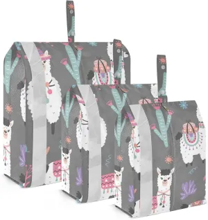 Cartoon Camel Alpaca Packing Cubes Set of 3, Lightweight Travel Luggage Organizers Foldable Bags for Easy Packing and Organization