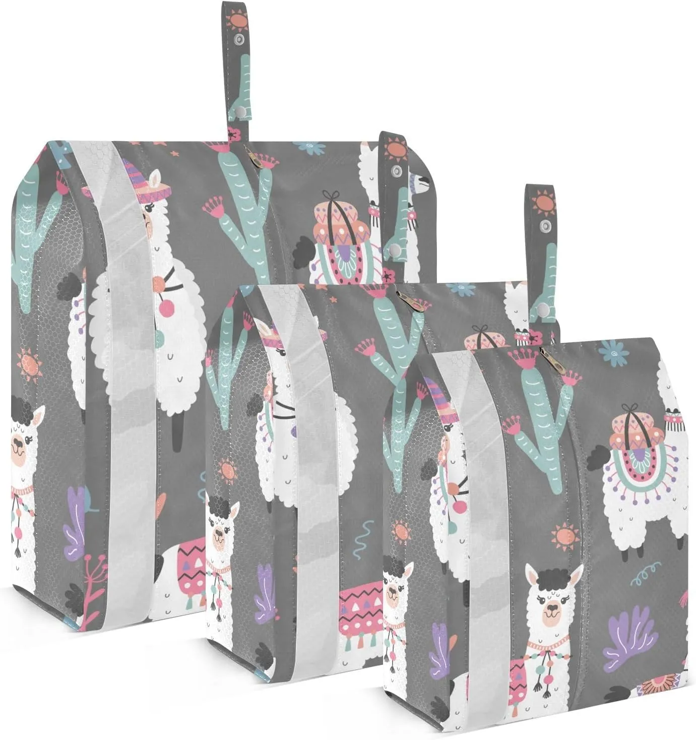 Cartoon Camel Alpaca Packing Cubes Set of 3, Lightweight Travel Luggage Organizers Foldable Bags for Easy Packing and Organization