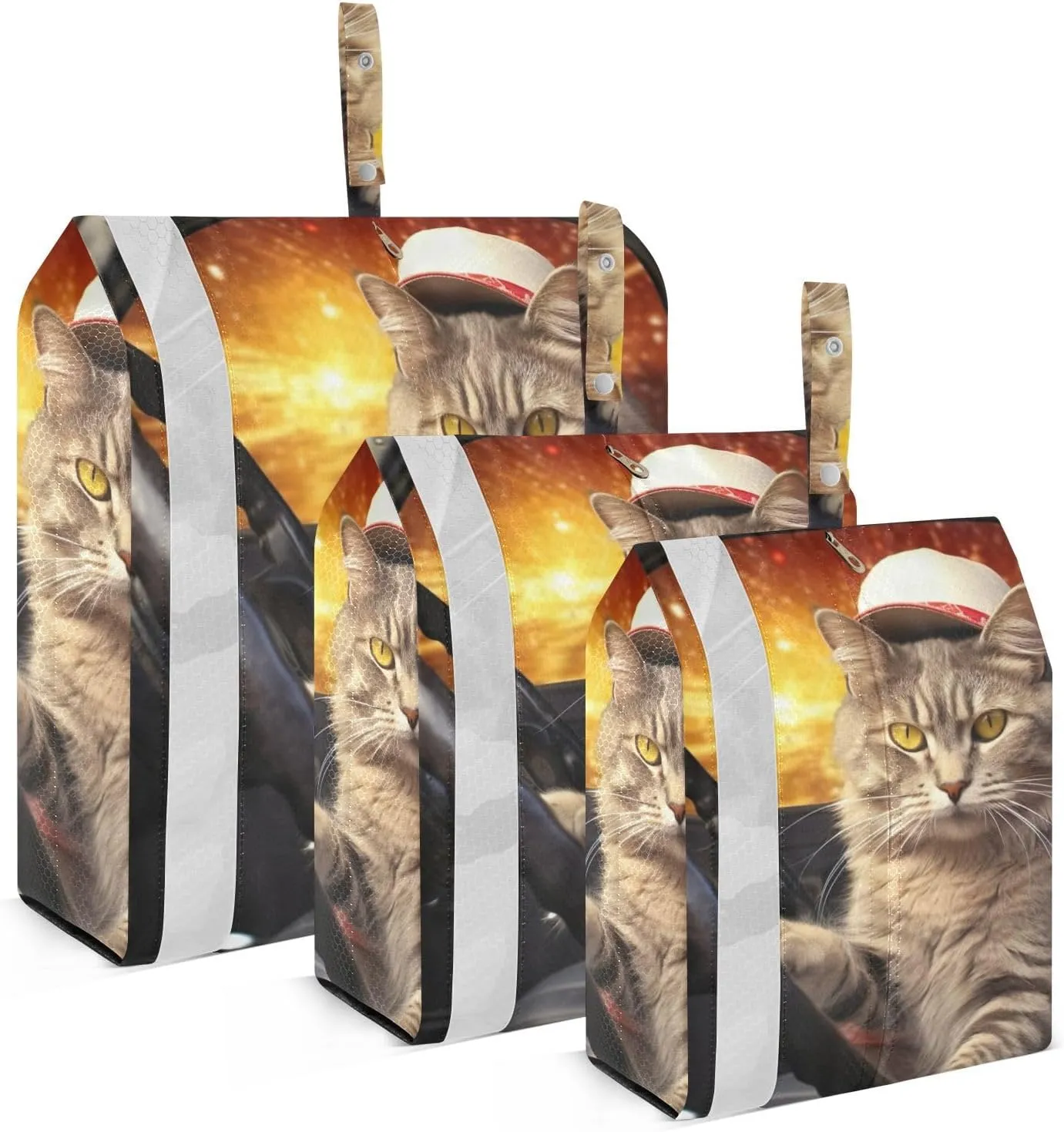 Cat Driver Packing Cubes Set of 3, Lightweight Travel Luggage Organizers Foldable Bags for Easy Packing and Organization