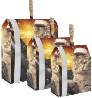 Cat Driver Packing Cubes Set of 3, Lightweight Travel Luggage Organizers Foldable Bags for Easy Packing and Organization
