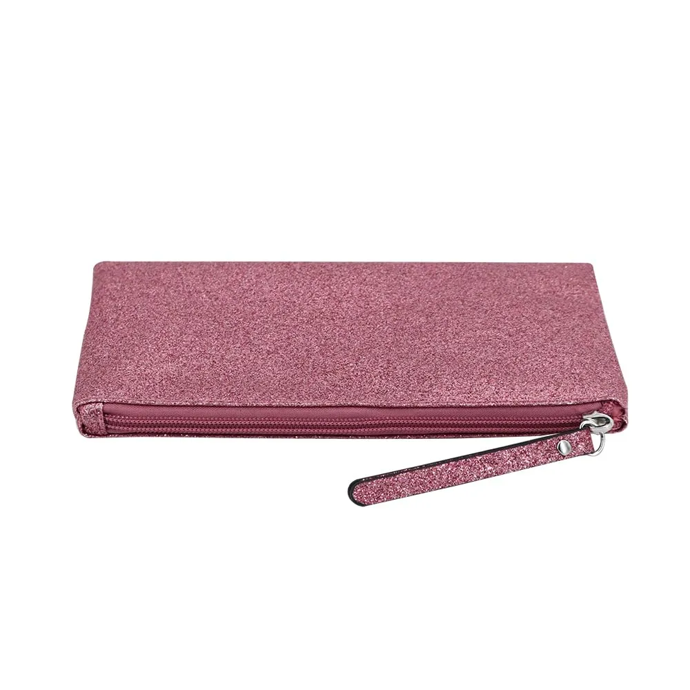 Celestial Glitter Pouch  Six Stunning Shades - Sparkling Makeup Bag, Festive Cosmetic Pouch (Starlit Rose)