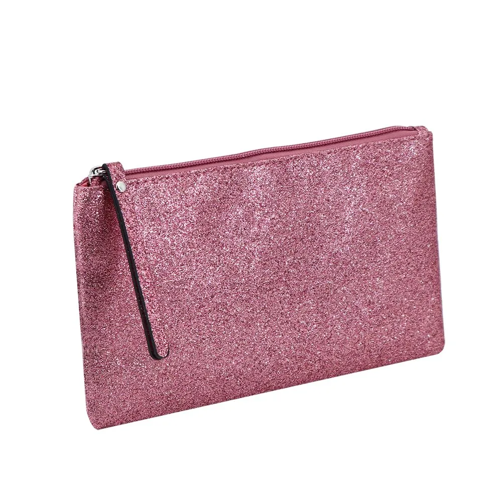 Celestial Glitter Pouch  Six Stunning Shades - Sparkling Makeup Bag, Festive Cosmetic Pouch (Starlit Rose)