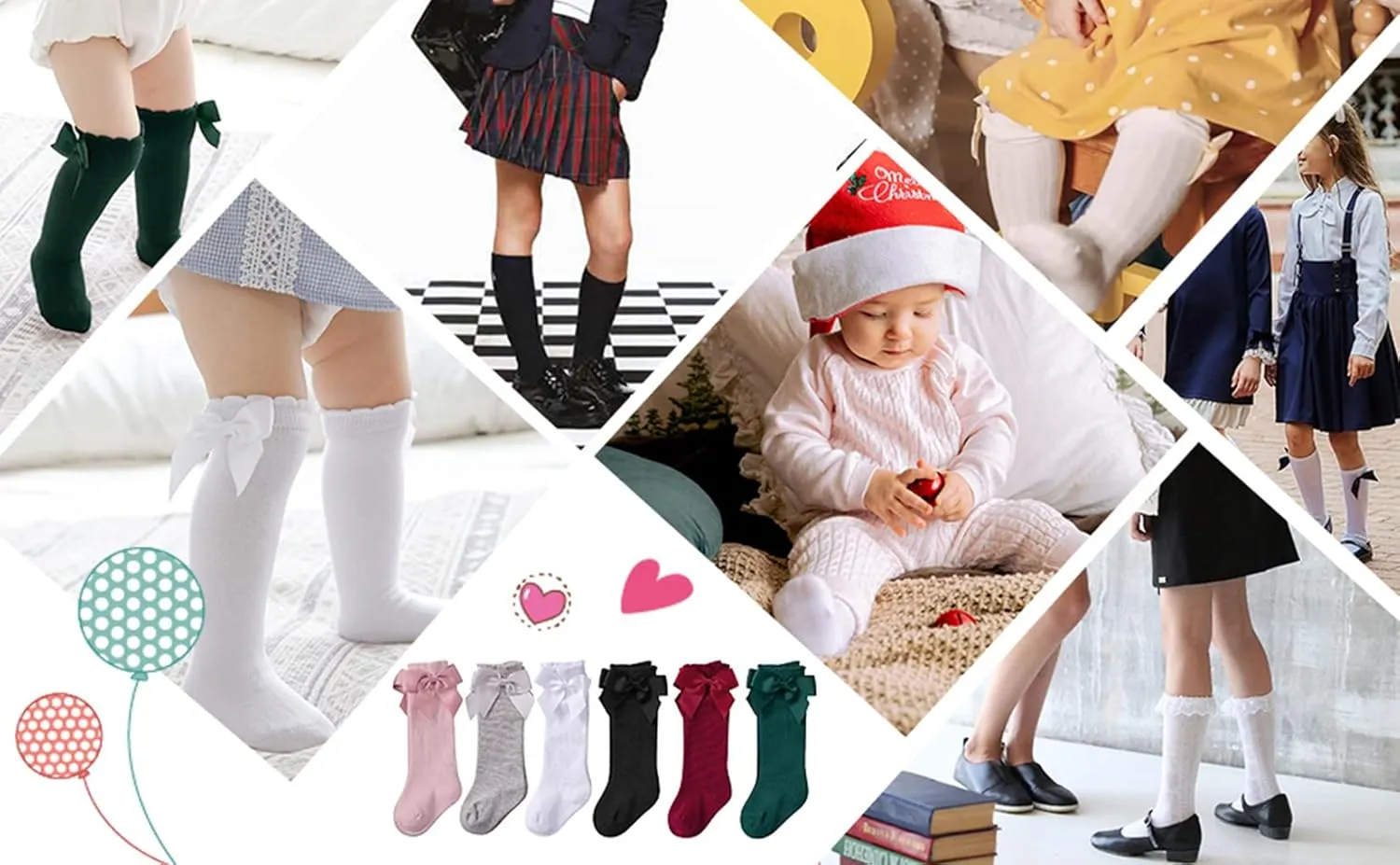 Century Star Baby Girls Bow Knee High Socks Toddlers Ruffled Tube Socks Infant Long Stockings School Uniform Leggings