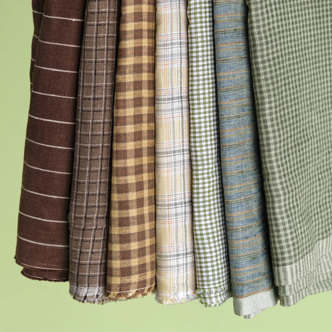 Chalk Stripe Yarn Dyed Linen - Chocolate