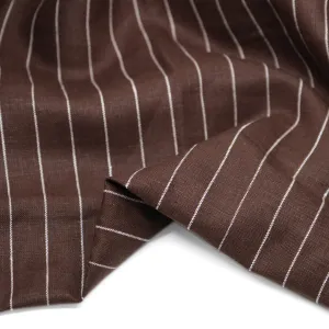 Chalk Stripe Yarn Dyed Linen - Chocolate