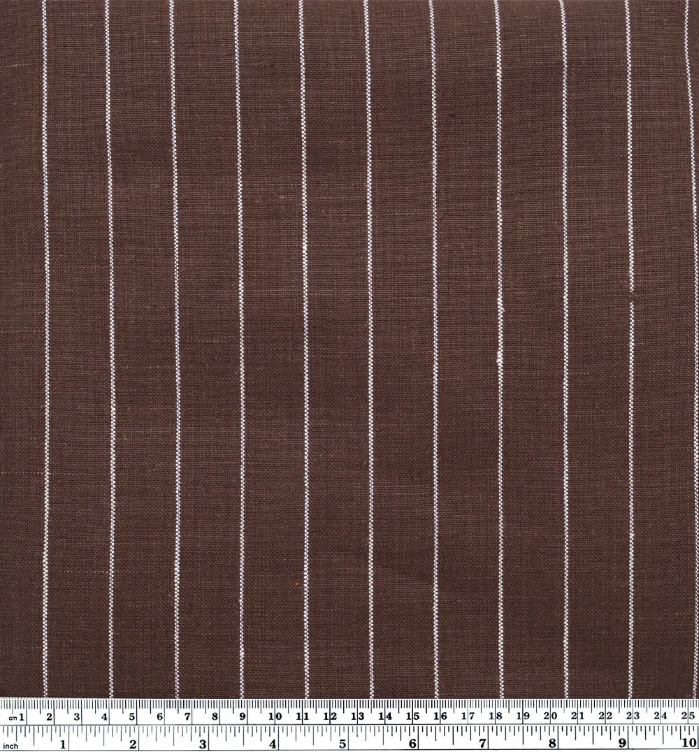 Chalk Stripe Yarn Dyed Linen - Chocolate