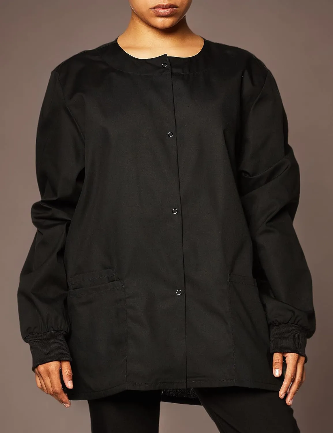 Cherokee scrubs jacket for women, Snap Front Warm-Up Jacket with 3 Pockets and Easy Care - 4350