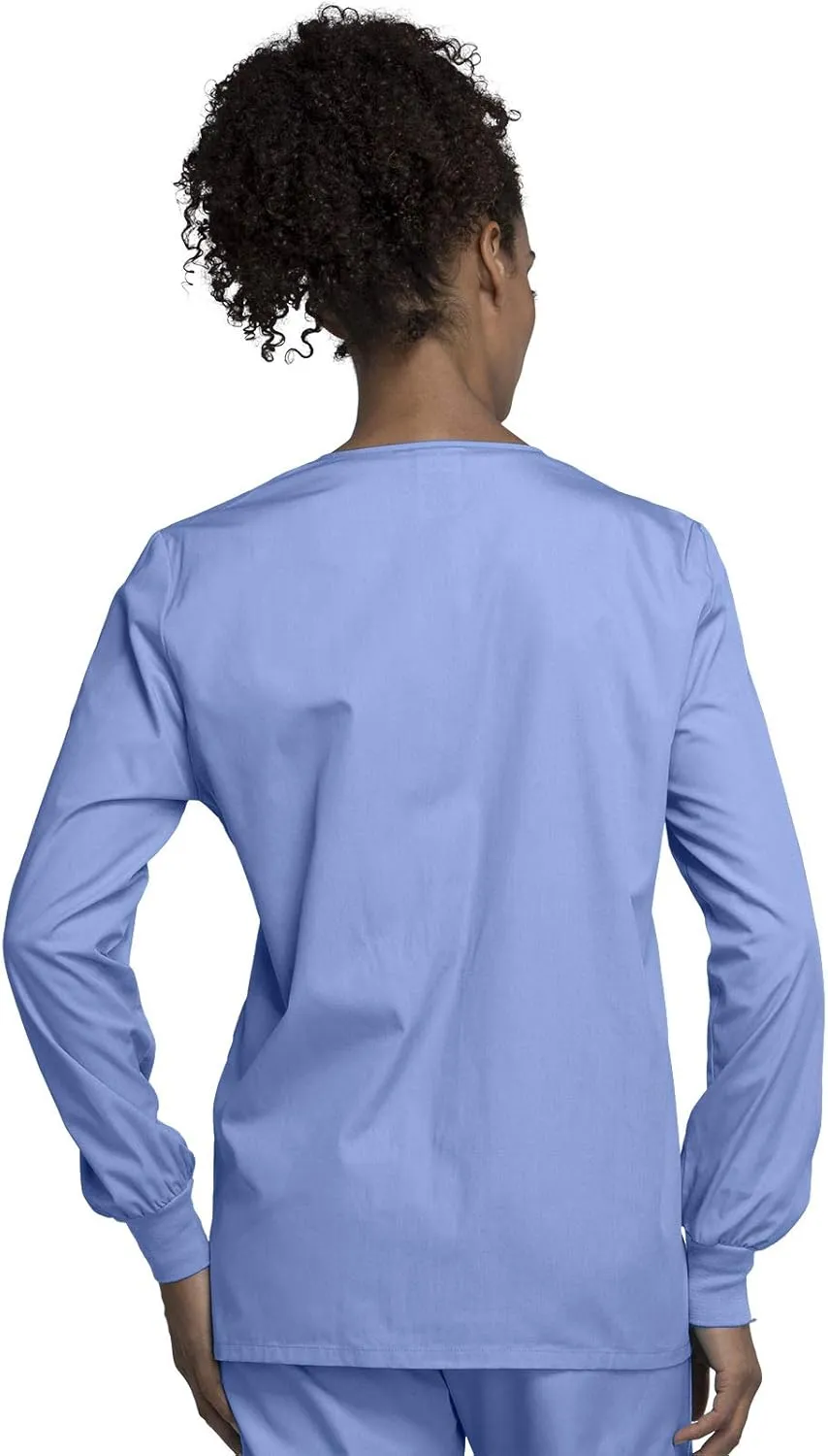Cherokee scrubs jacket for women, Snap Front Warm-Up Jacket with 3 Pockets and Easy Care - 4350