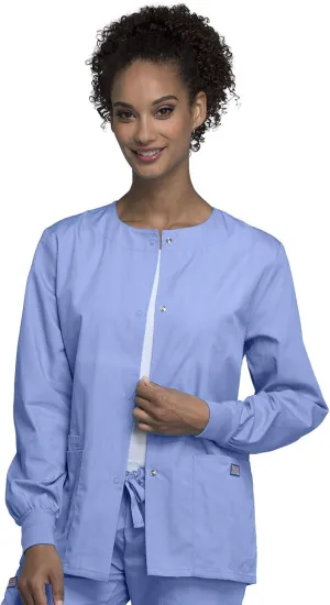 Cherokee scrubs jacket for women, Snap Front Warm-Up Jacket with 3 Pockets and Easy Care - 4350