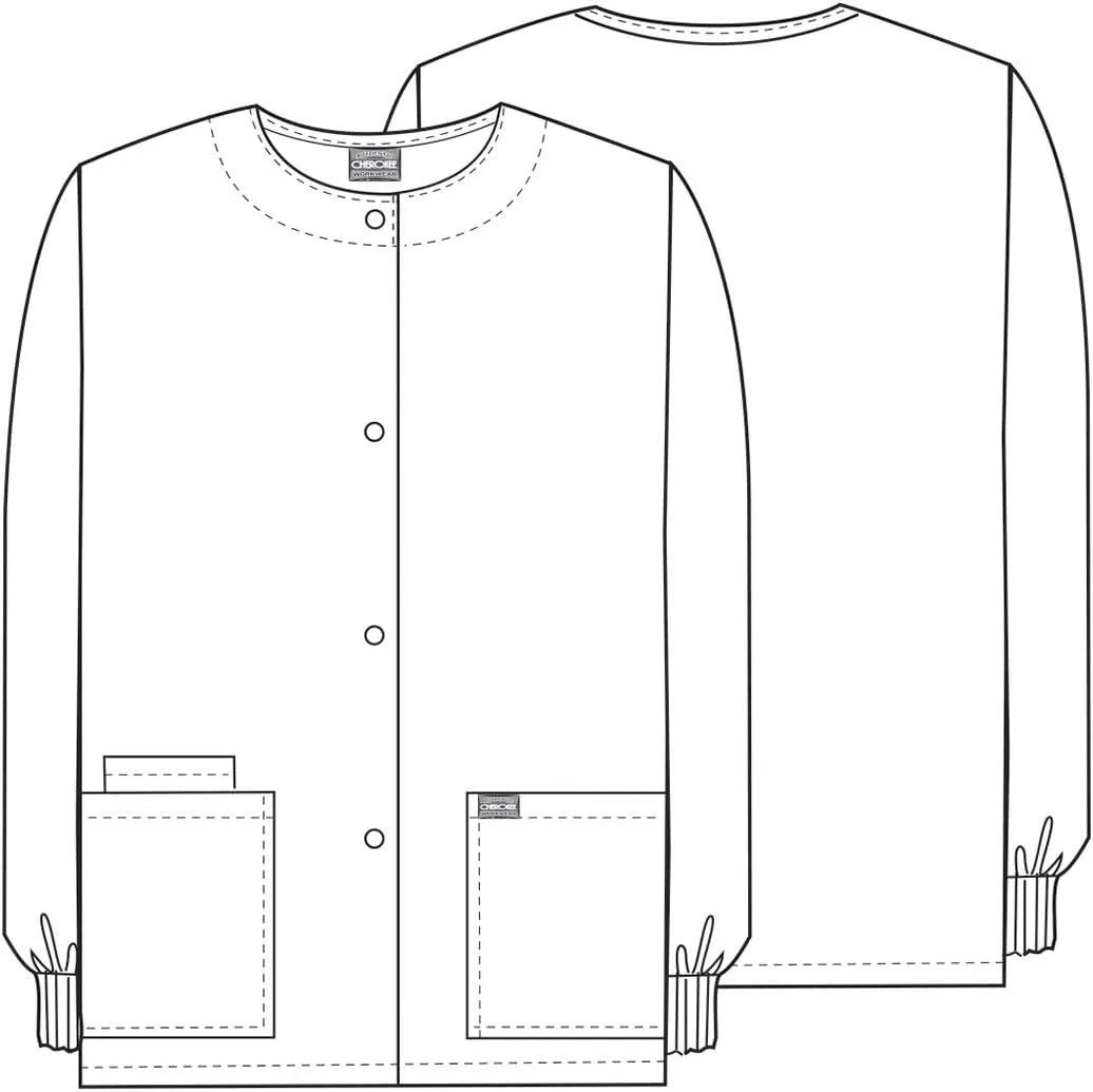 Cherokee scrubs jacket for women, Snap Front Warm-Up Jacket with 3 Pockets and Easy Care - 4350