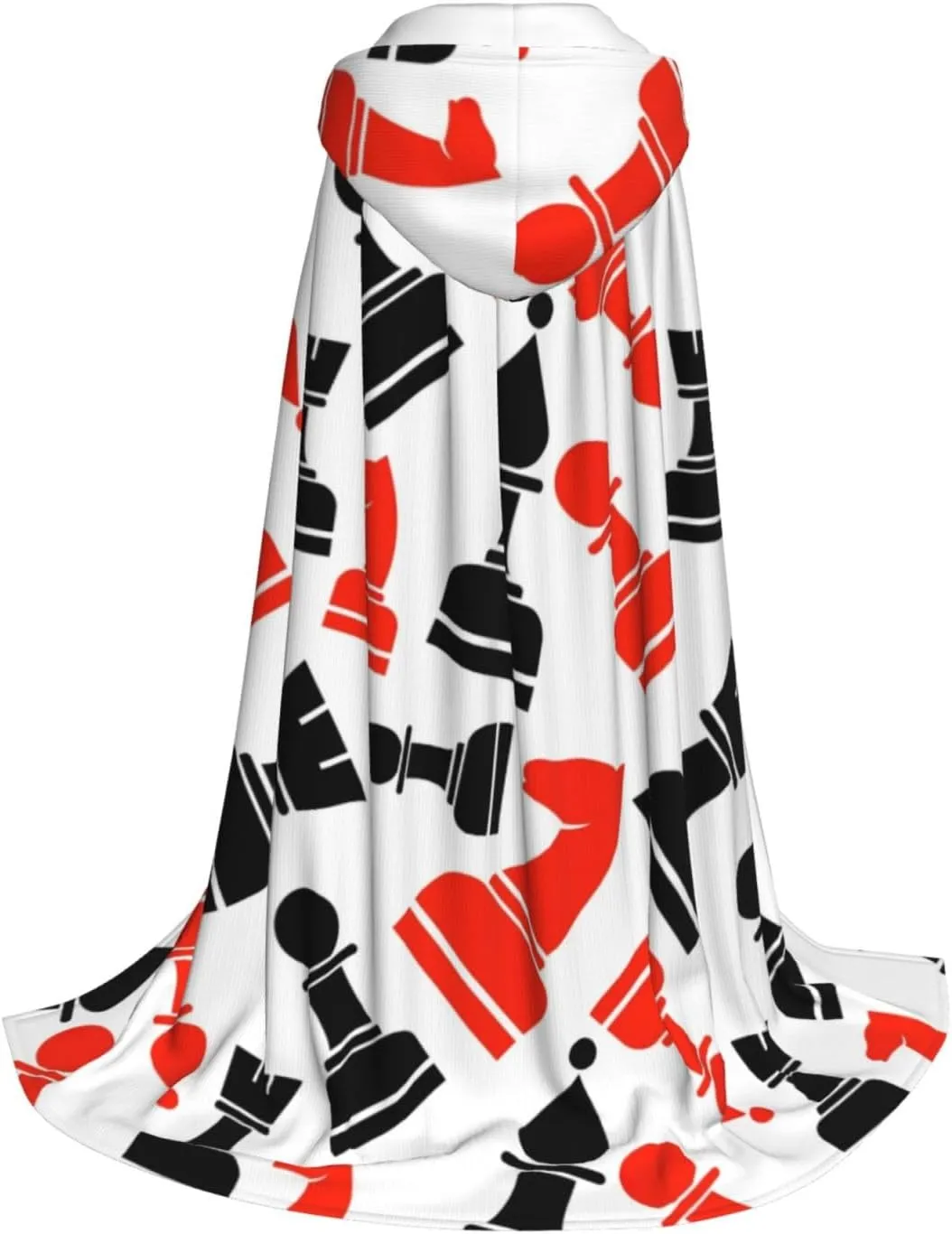 Chess Pattern Print Hooded Cloak Unisex Gothic Costume Carnival Theme Parties Vampire Festive Decor