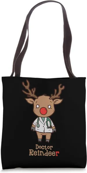 Christmas Doctor Reindeer Antlers Stethoscope Funny Doctor Tote Bag