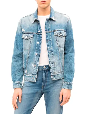 CK FOUNDATION SLIM DENIM JACKET IN MID STONE TBD
