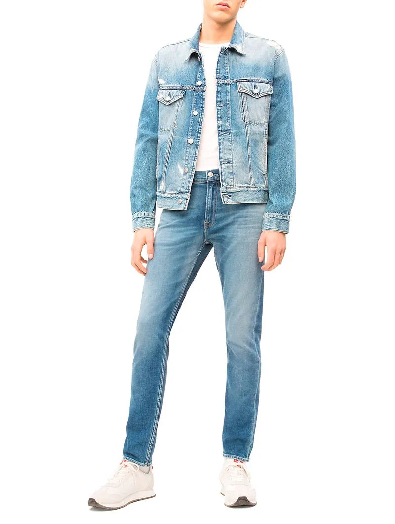 CK FOUNDATION SLIM DENIM JACKET IN MID STONE TBD