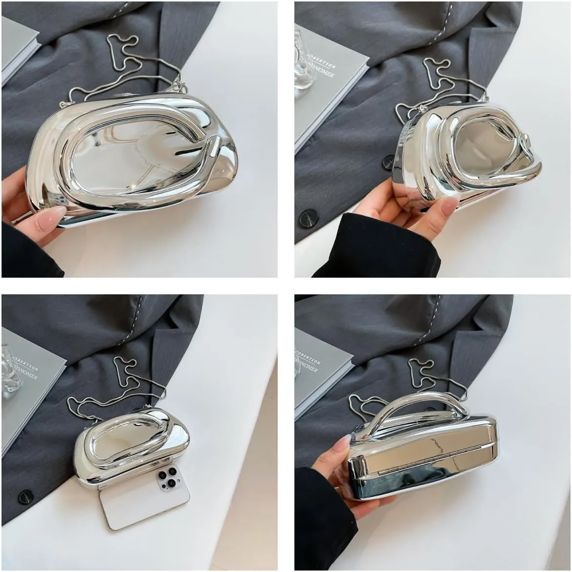 Clutch Purse Women Evening Bag Unique Trendy Purse for Women 2025 Vegan Leather Handbag Acrylic Clutch Box