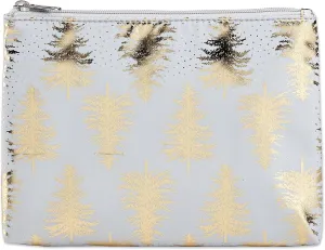 Conair Foiled Microfiber Cosmetic Bag, Zippered Travel Pouch, Gray with Gold Tree Design, Stylish & Durable Makeup Organizer, Toiletry Bag for Purse, Travel, or Everyday Use