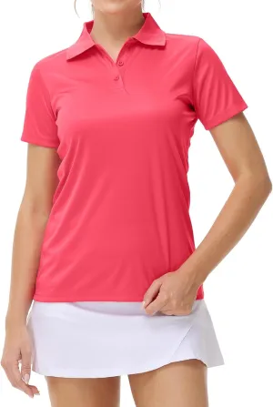 Corna Women's Golf Polo Shirts Collared Short Sleeve Tennis Tops Dry Fit Moisture Wicking Sun Protection T-Shirt UPF 50 