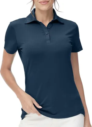 Corna Women's Golf Polo Shirts Collared Short Sleeve Tennis Tops Dry Fit Moisture Wicking Sun Protection T-Shirt UPF 50 