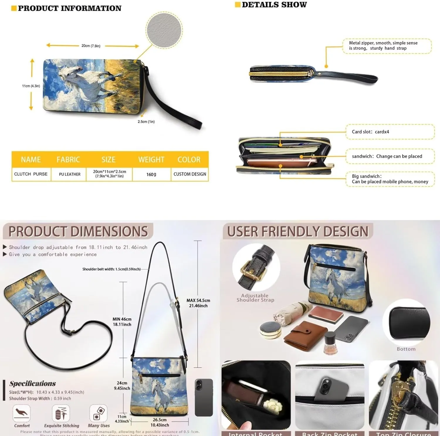 Crossbody Purses 2Pcs, Fashion Crossbody Messenger Bags with a Small Wallet Portable Easy to Carry for Work Travel
