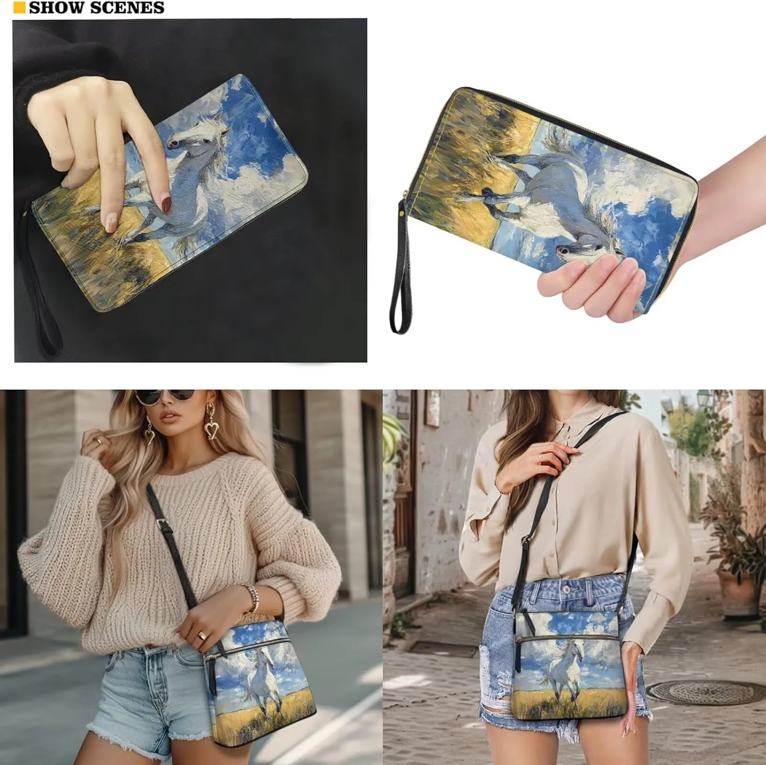 Crossbody Purses 2Pcs, Fashion Crossbody Messenger Bags with a Small Wallet Portable Easy to Carry for Work Travel