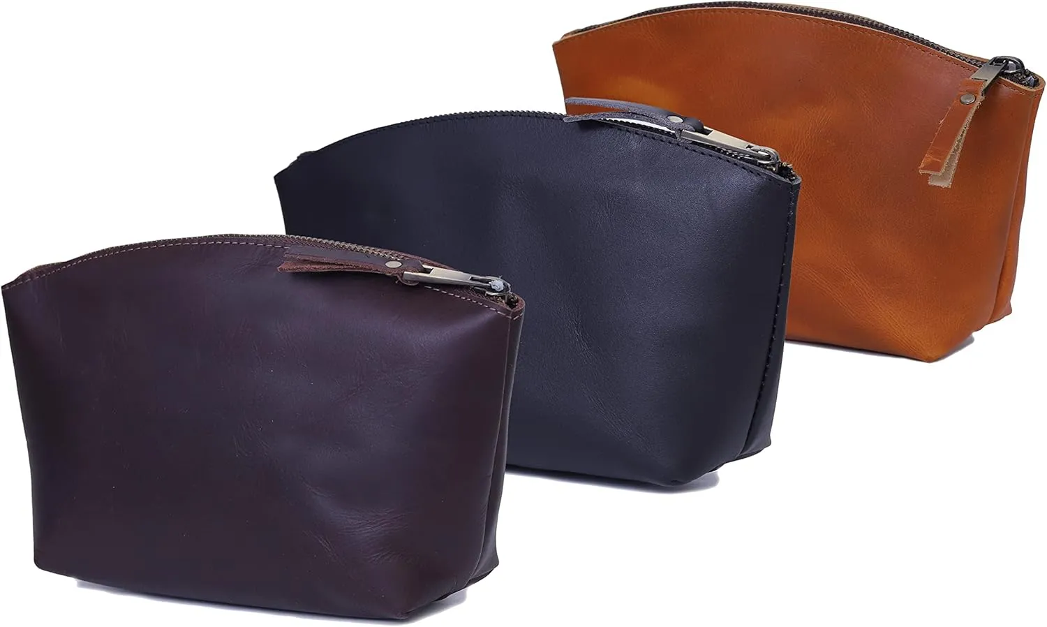 cuero Tan Leather Bag Makeup Bag Cosmetic t For Her For Her toiletry dopp kit Cosmetic Bag