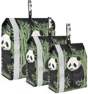 Cute Panda Packing Cubes Set of 3, Lightweight Travel Luggage Organizers Foldable Bags for Easy Packing and Organization