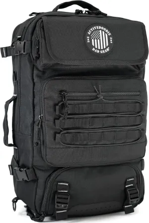 Dad Diaper Bag for Men with Built In Cooler Compartment, Removable Wet Bag, Waterproof Changing Pad and Converts from Backpack to Duffle Bag, Black