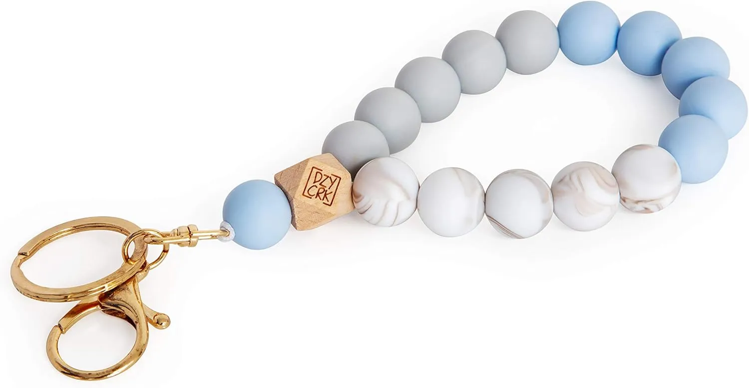 dizzy creek designs Silicone Key Ring Bracelet for Women - Unique Stylish Beaded Bangle Wristlet Keychain