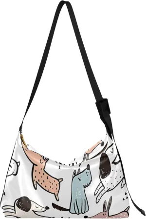 Dogs Ladies Leather Handbags Hobo Large Men Leather Purse Unique Animal Print Women Shoulder Hobo Bag