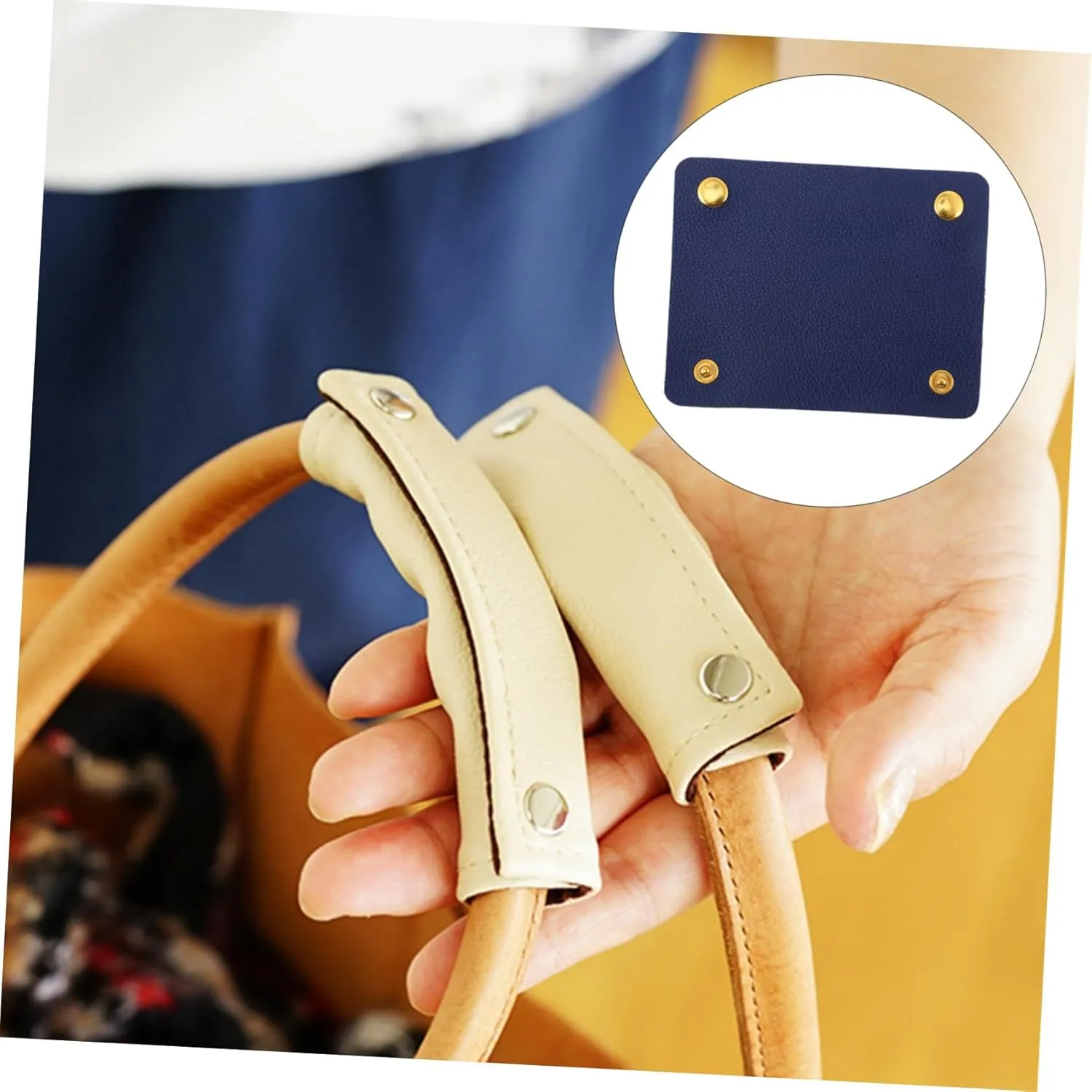 DOITOOL Leather Bag Handle Protector Handbag Handle Cover for Luggage Easy Install Button Design for Women's Purses