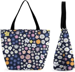 Doodle Cats Print Hobo Handbags With Zipper Women's Tote Handbags