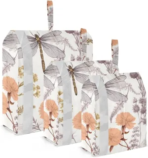 Dragonfly and Wildflowers Packing Cubes Set of 3, Lightweight Travel Luggage Organizers Foldable Bags for Easy Packing and Organization