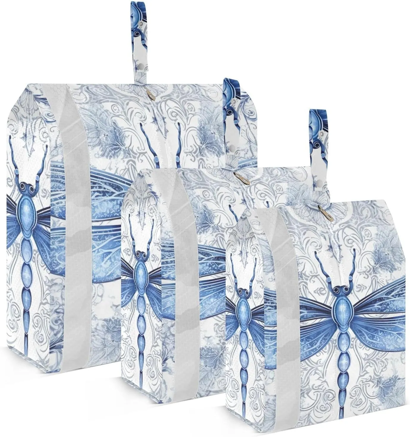Dragonfly Pattern Packing Cubes Set of 3, Lightweight Travel Luggage Organizers Foldable Bags for Easy Packing and Organization
