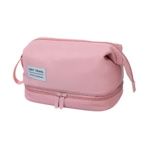 Dry Wet Separate Travel Toiletry Bag Compartment Cosmetics Storage Bag Large Water Resistant Makeup Bag Multifunctional, Pink