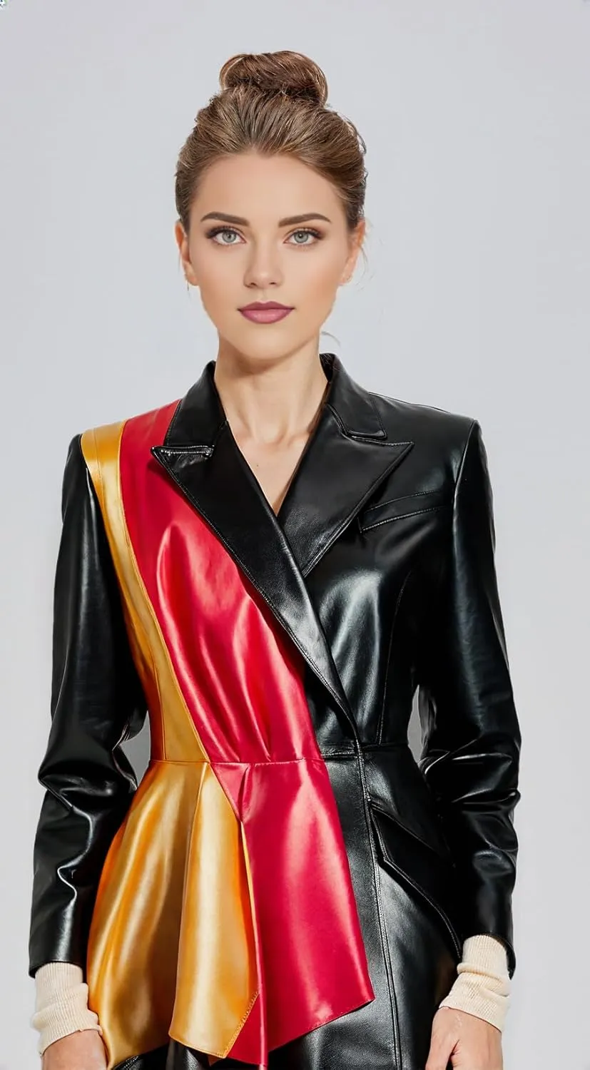 Exclusive Designer Half-Peplum Genuine Leather Jacket for Women Multi Color Design Black Red Tan