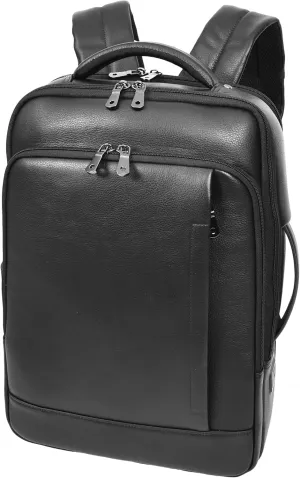 Exclusive Leather Backpack Laptop Section Multi Pockets Rucksack Travel Bag H189, Black, Large