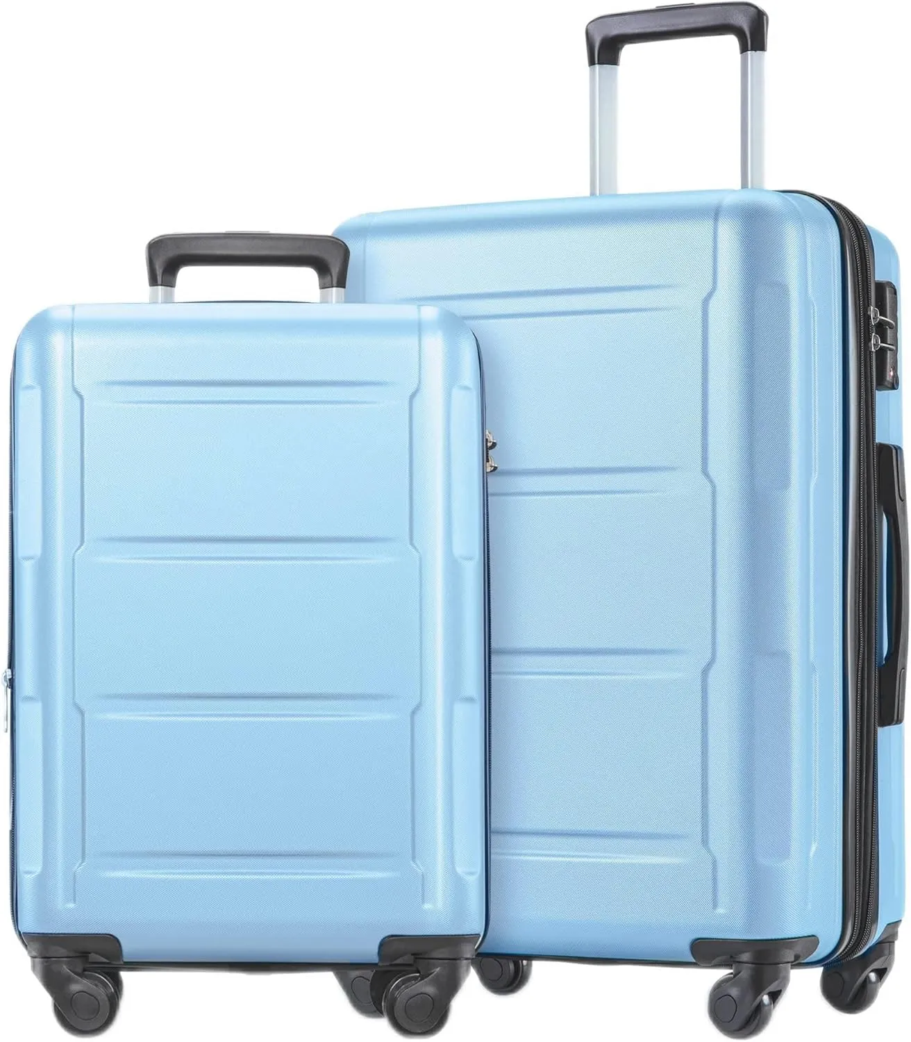 Expanable Spinner Wheel 2 Piece Lightweight Suitcase Set with TSA Lock (20" 24") - Blue