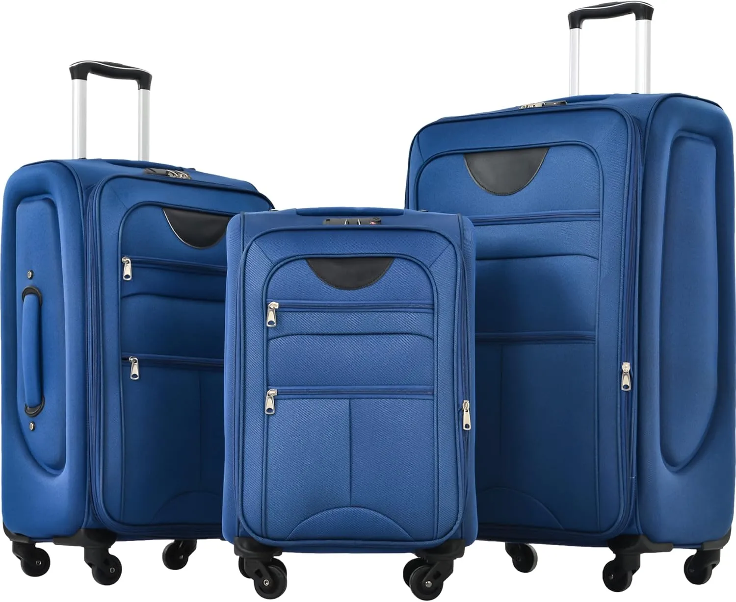 Expandable 3 Piece Softside Luggage Set with Spinner Wheels, Lightweight and Organized Interior, Blue