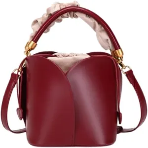 Exquisite Basket Bag - Red Boho Chic Crossbody/Bucket Bag with Tote Handle, Unique Bridal Accessory for Women