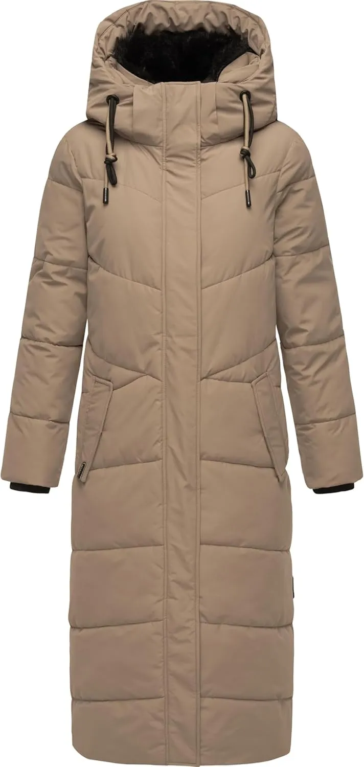 Extra Long Quilted Winter Jacket for Women with Detachable Hood | Puffy Coat in Calf-Length | Hingucker XIV XS-5XL