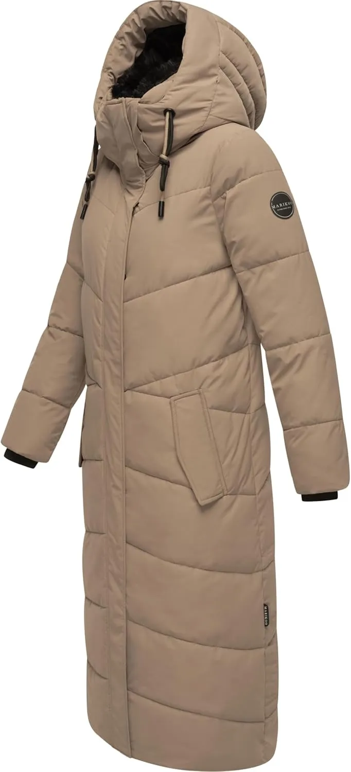 Extra Long Quilted Winter Jacket for Women with Detachable Hood | Puffy Coat in Calf-Length | Hingucker XIV XS-5XL
