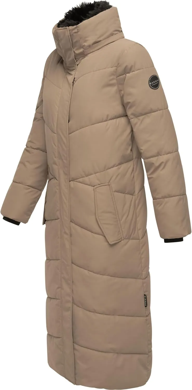 Extra Long Quilted Winter Jacket for Women with Detachable Hood | Puffy Coat in Calf-Length | Hingucker XIV XS-5XL