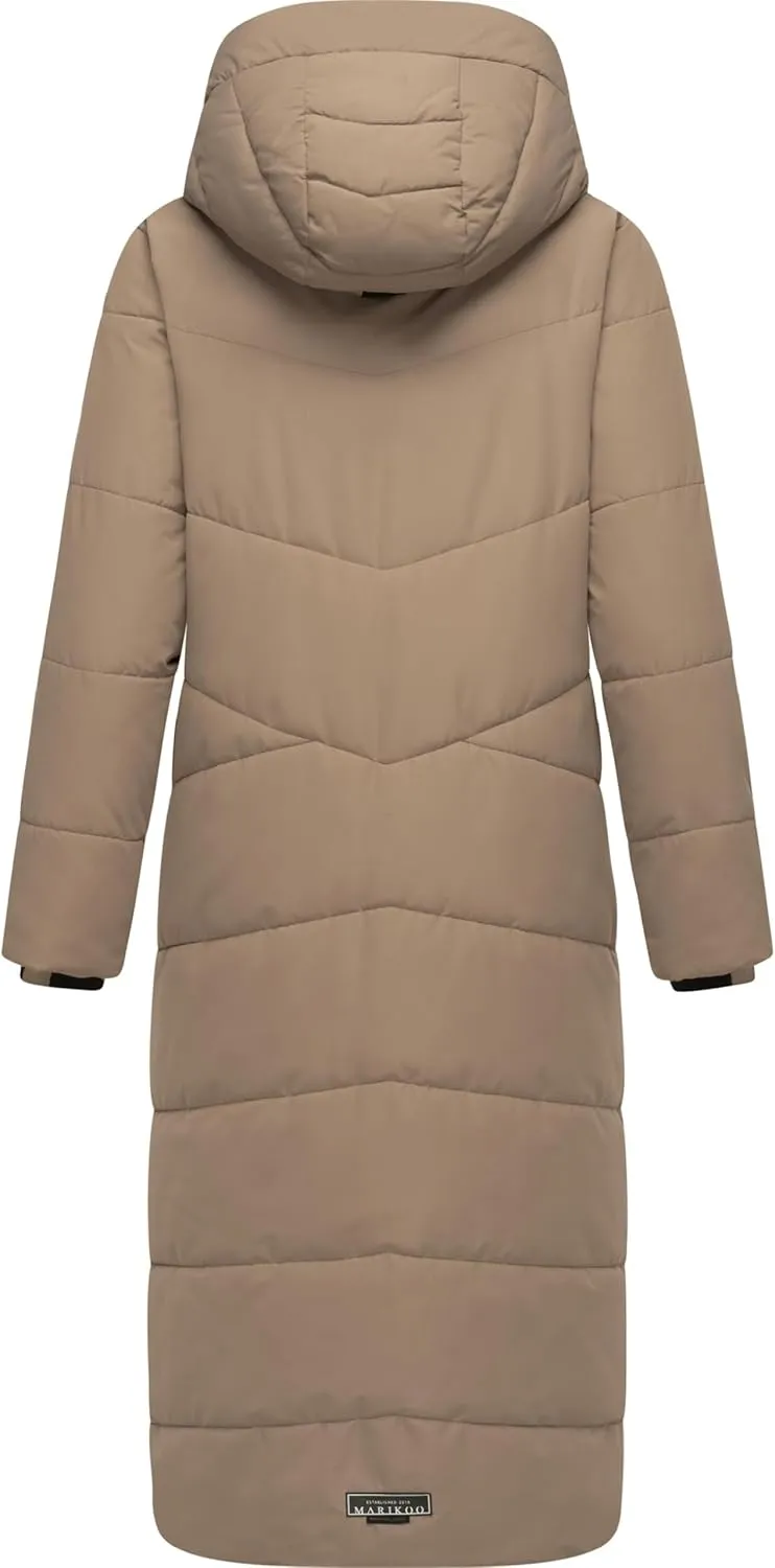 Extra Long Quilted Winter Jacket for Women with Detachable Hood | Puffy Coat in Calf-Length | Hingucker XIV XS-5XL