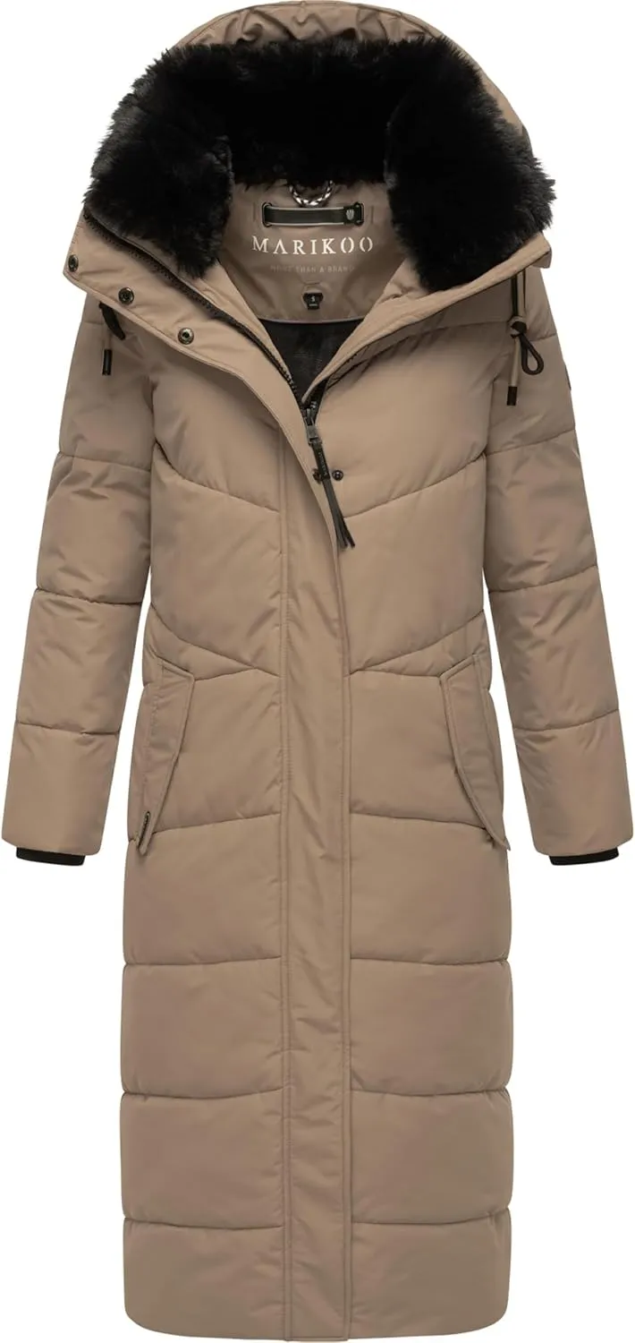 Extra Long Quilted Winter Jacket for Women with Detachable Hood | Puffy Coat in Calf-Length | Hingucker XIV XS-5XL