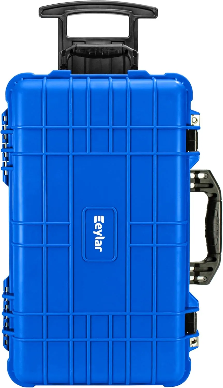 Eylar 22" Carry-On Travel Roller Gear, Camera, Drones, Tools, Equipment Hard Case Waterproof with Foam (Blue)