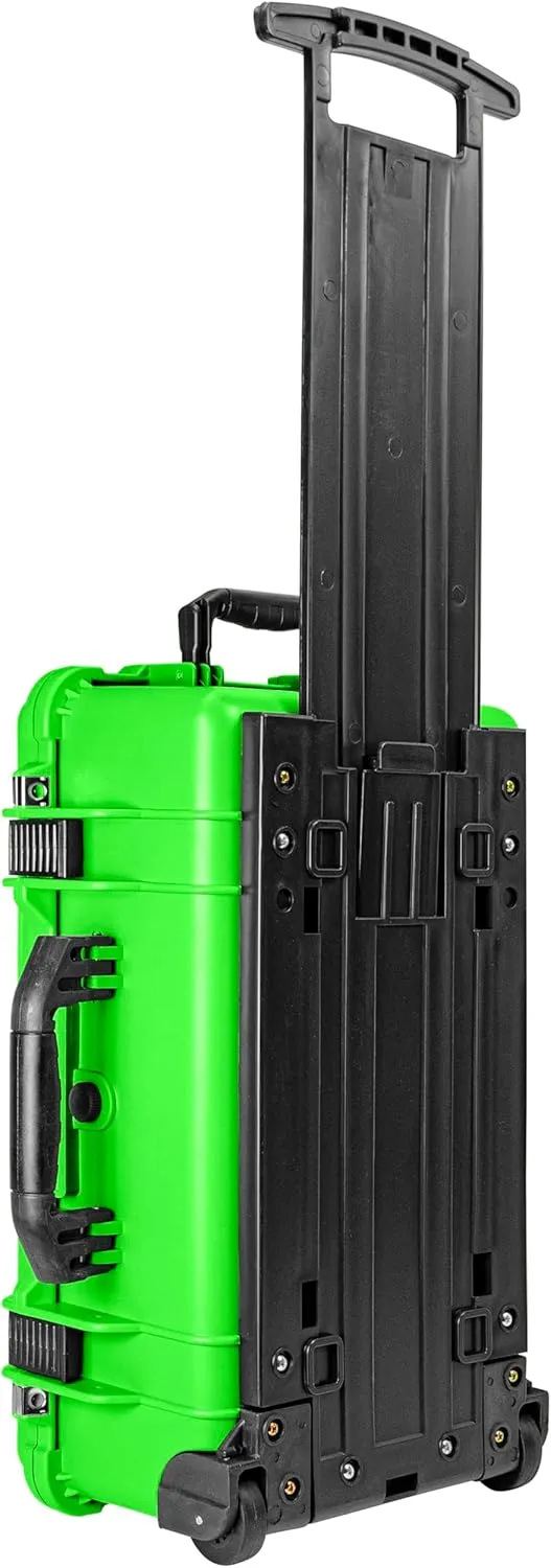 Eylar 22" Carry-On Travel Roller Gear, Camera, Drones, Tools, Equipment Hard Case Waterproof with Foam (Neon Green)