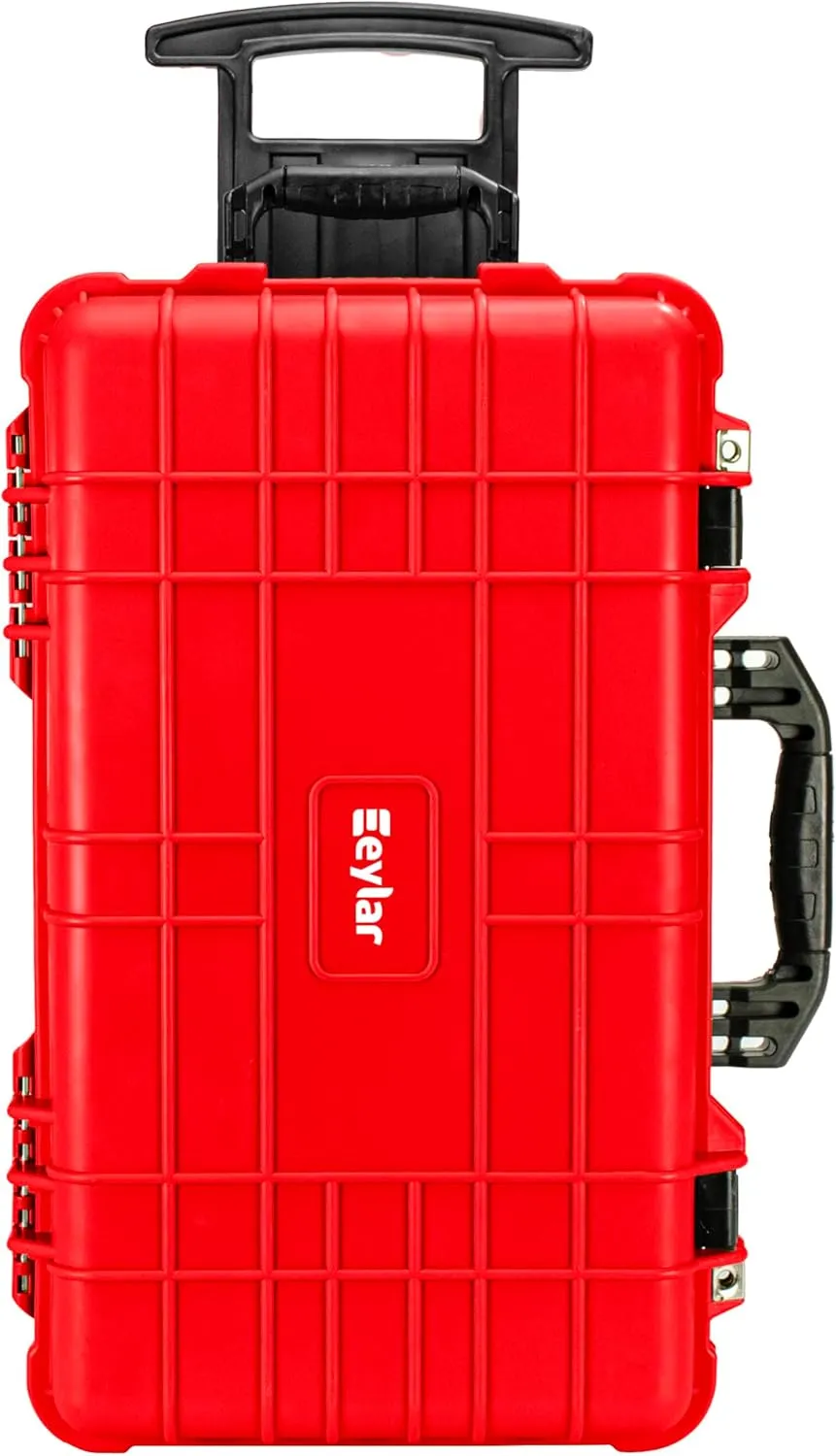 Eylar 22" Carry-On Travel Roller Gear, Camera, Drones, Tools, Equipment Hard Case Waterproof with Foam (Red)
